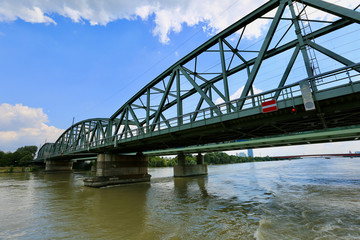 Fototapeta na wymiar Rail Bridge over the Danube, Vienna, Austria