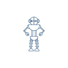 Fototapeta premium humanoid robot line style icon
