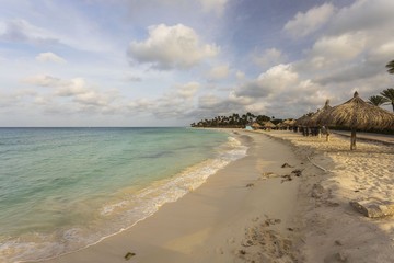 Amazing beauty Eagle Beach of Aruba Island. Caribbean sea beach.  Beautiful nature background.