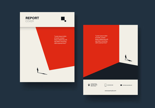 Retro Report Cover Layout with Red Wall