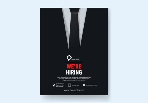 Hiring Call Flyer with Retro Suit Layout