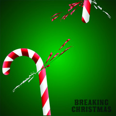 3d candy cane in a parallel word. vector. illustration