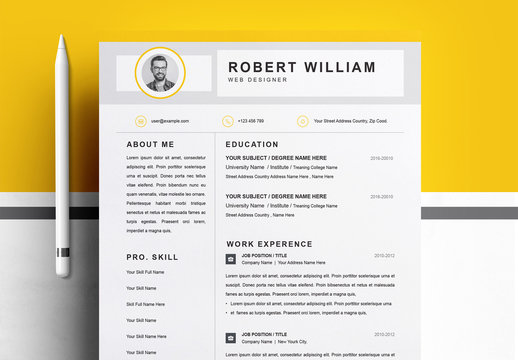 Modern Resume Template Layout with Photo