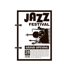 black jazz festival poster with music instruments