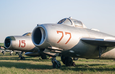 old soviet army military fighter aircraft at the airport