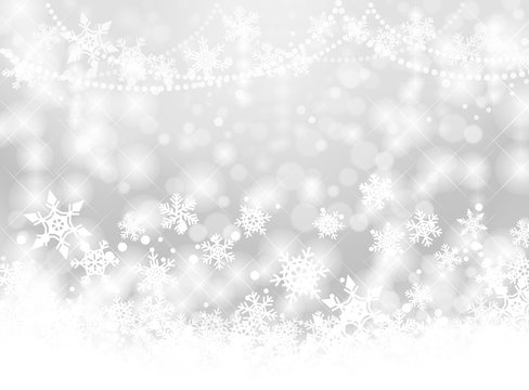 雪の結晶クリスマス背景イメージ-シルバー