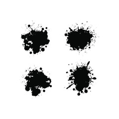 Set of black ink splashes. Grunge splatters. Vector illustration