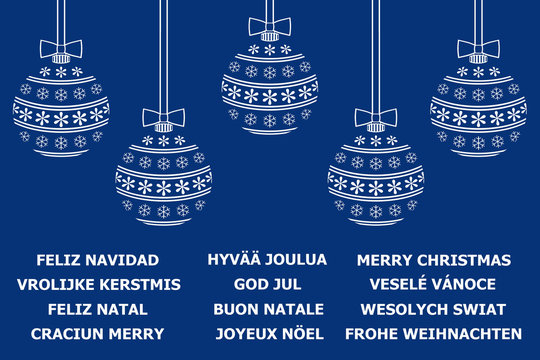 Tarjeta de Navidad con felicitaci&oacute;n en varios idiomas