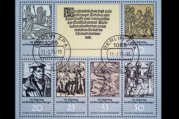 Germany. around 1975. Postage stamp block 450 years of the peasant war.