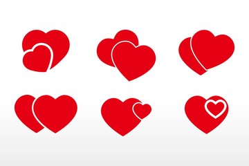 Set of Heart vector icons on white background. love symbol isolated