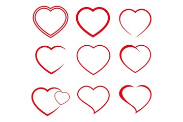 Heart line Icon set vector illustration, love symbol vector