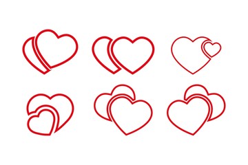 Heart line Icon set vector illustration