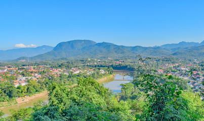 Fototapeta na wymiar A high view from Phou Si Hill-Luang Prabang-Laos