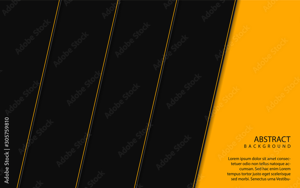 Aufkleber abstract yellow and black shapes overlapping layers on black background. vector design template for 