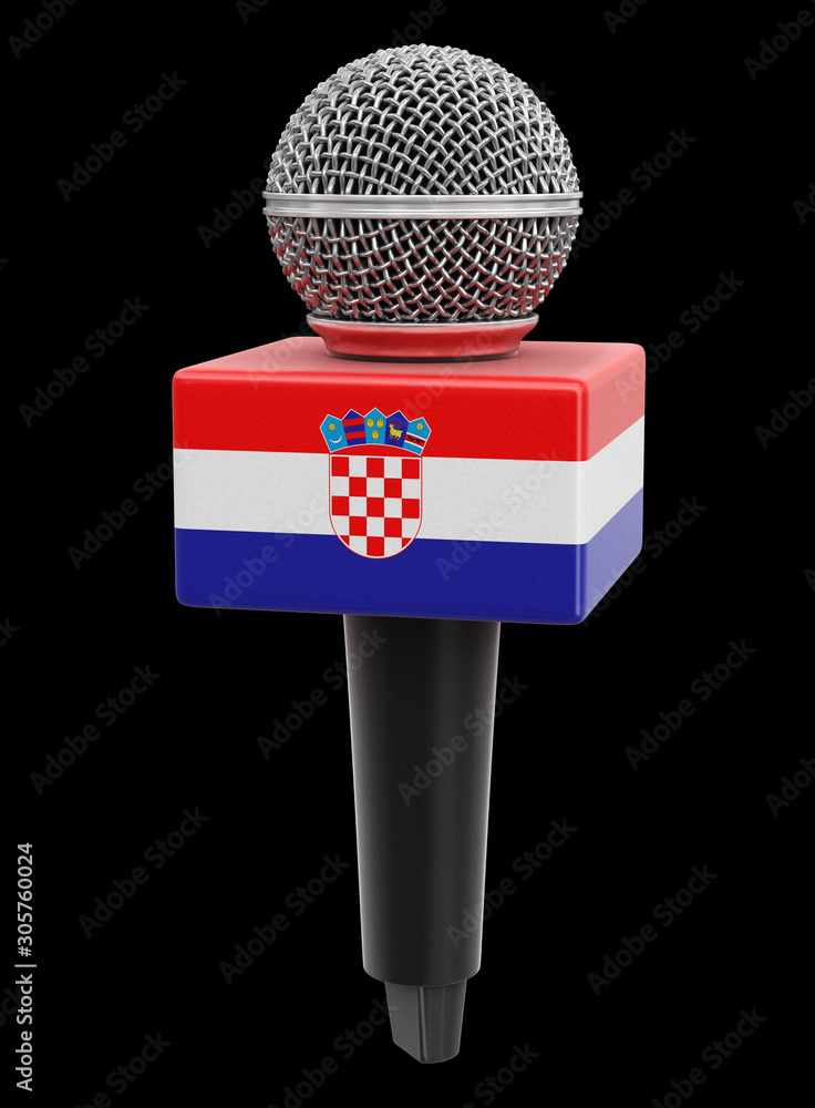 Poster microphone with croatian flag. image with clipping path