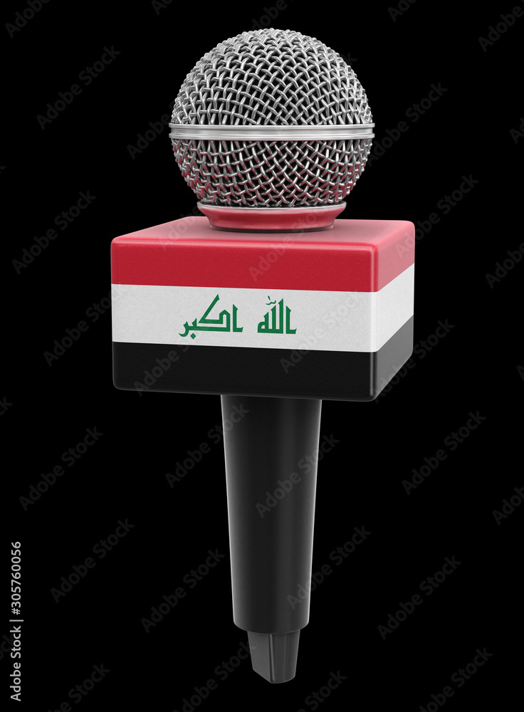 Poster microphone with iraq flag. image with clipping path