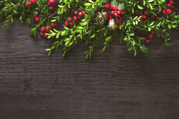 Christmas rustic background with copy space for a greeting text