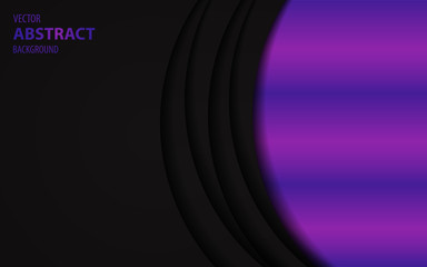 Abstract futuristic blue purple overlapping layers on black background. Vector design template for use modern cover, technology banner, business advertising, card corporate, wallpaper, brochure