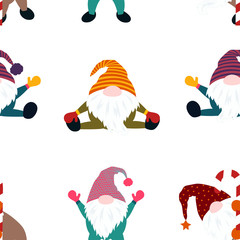 seamless pattern with funny gnomes