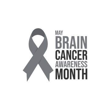 Grey ribbon brain cancer awareness month poster vector image