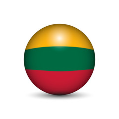 Flag of Lithuania in the form of a ball isolated on white background.
