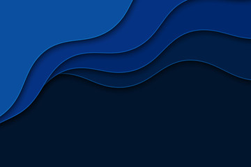 Abstract background with curve lines and waves. Paper cut water wallpaper.