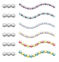 pearl bead string three colors brush