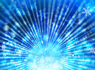 雪の結晶クリスマス青い背景集中線イメージ