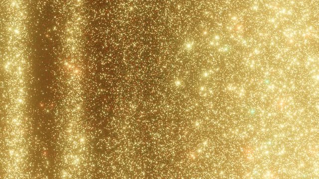 golden background loop, twinkling gold glitter backdrop, sparkly waves of glitter move from left to right with a still area on the right, 4k