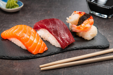 Sushi set in restaurant