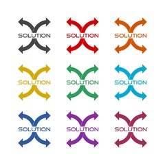 Fototapeta premium Solution icon, arrows concept color set isolated on white background