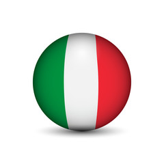 Flag of Italy in the form of a ball isolated on white background.