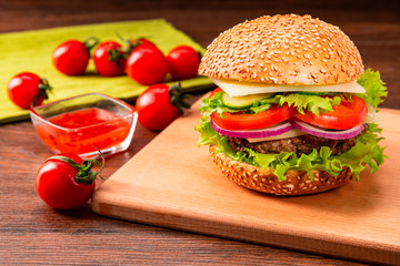Fresh tasty hamburger