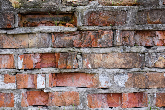 Brick wall red of an old house background texture