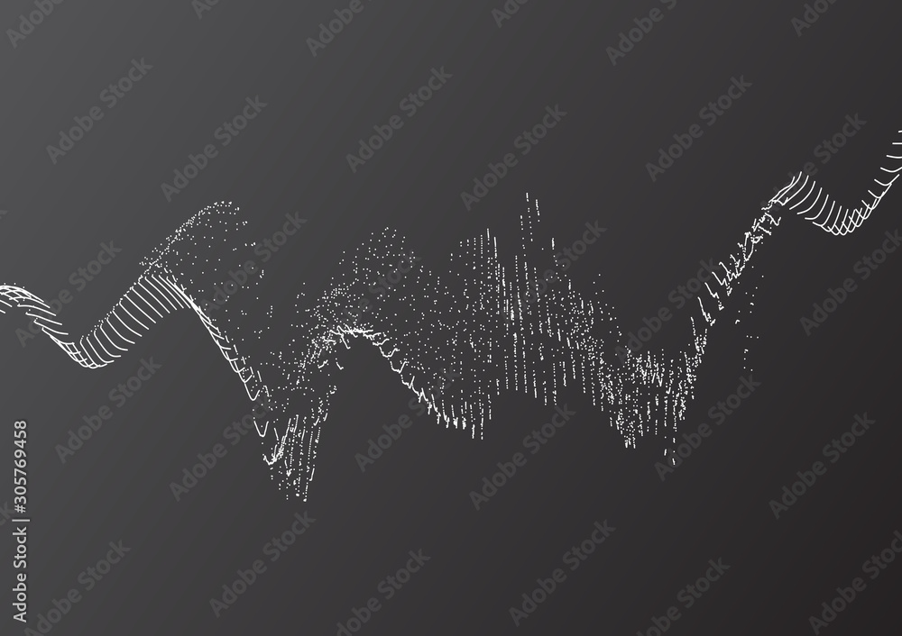 Poster abstract dark background with many particles. optical illusion of movement.