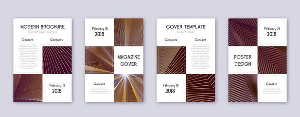 Business brochure design template set. Gold abstra