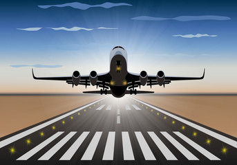 Vector illustration of an airliner on takeoff