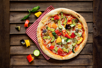 Vegan Pizza on wood
