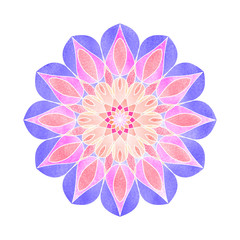 Hand draw illustration of pastel color circle flowre shape mandala art on white background
