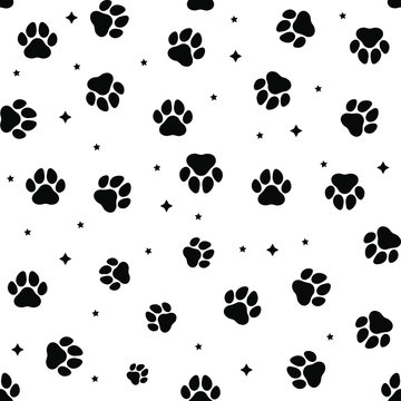 Animal paws seamless pattern. Vector illustration.