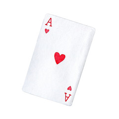 Playing card Ace isolated on white.