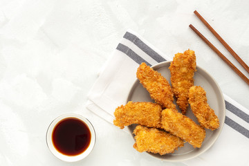 Homemade chicken nuggets battered with panko