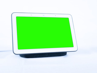 Touch screen smart home voice assistant speaker green screen