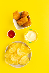 Homemade chicken nuggets battered with panko