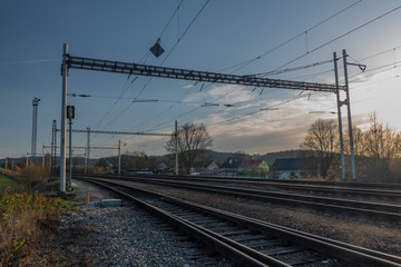 Fototapeta na wymiar South Bohemia station Rybnik on railway from Czech to Austria