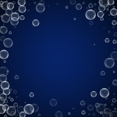 Random soap bubbles abstract background. Blowing b