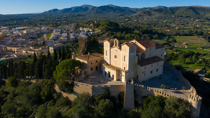 Fototapeta na wymiar ancient castle and Cathedral in the old town of Arta Majorca Spain