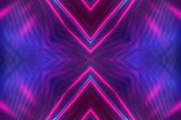 Dark abstract futuristic background. Neon lines glow. Neon lines, shapes. Multi-colored glow,...