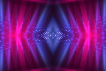 Dark abstract futuristic background. Neon lines glow. Neon lines, shapes. Multi-colored glow,...