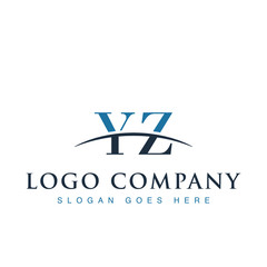 Initial letter YZ, overlapping movement swoosh horizon logo company design inspiration in blue and gray color vector